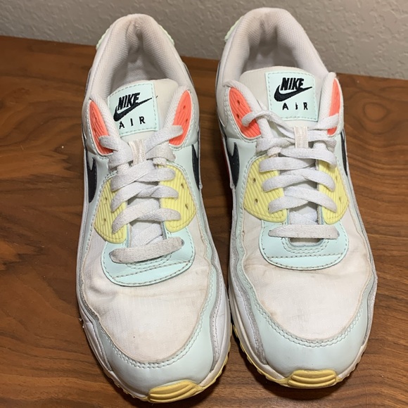 Nike Air Max 90 Summit White Bright Mango Barely Green Sneaker Shoes Size 9.5 - Picture 4 of 7